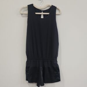 Lululemon Athletica Black Sleeveless Jumpsuit Romper, Silk And Satin, Size 8